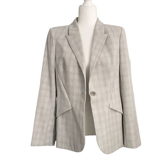 Elie Tahari Allegra Micro-Plaid One Button Jacket Blazer Gray Size 12 NWT - Picture 5 of 10